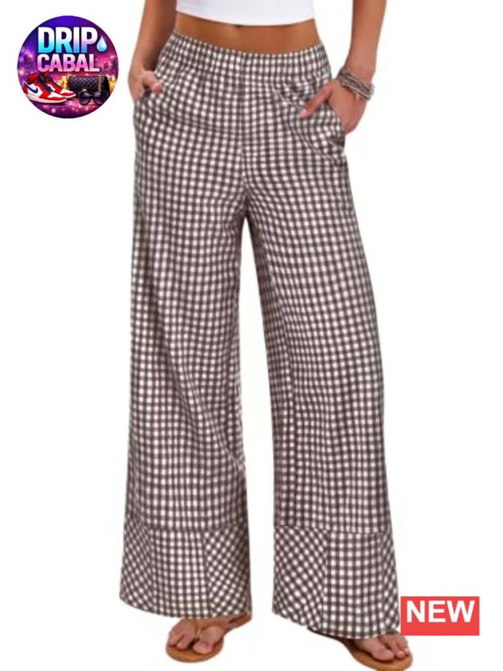 100% Rayon Womens Wide Leg Gingham Lounge Pajama Pants Pockets